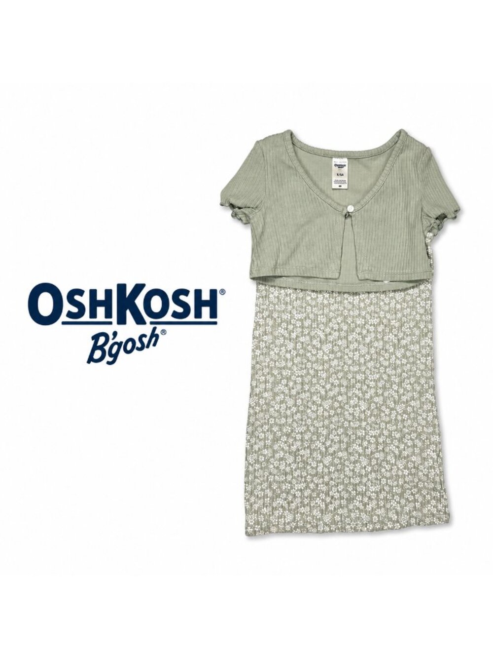 OSHKOSH Girls Green Dress with Sweater - Size 5/5A